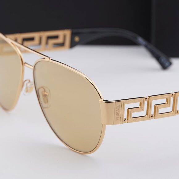 Versace VE2289 1002D8 Aviator Sunglasses – Gold/Light Yellow Mirror - Picture 8 of 9